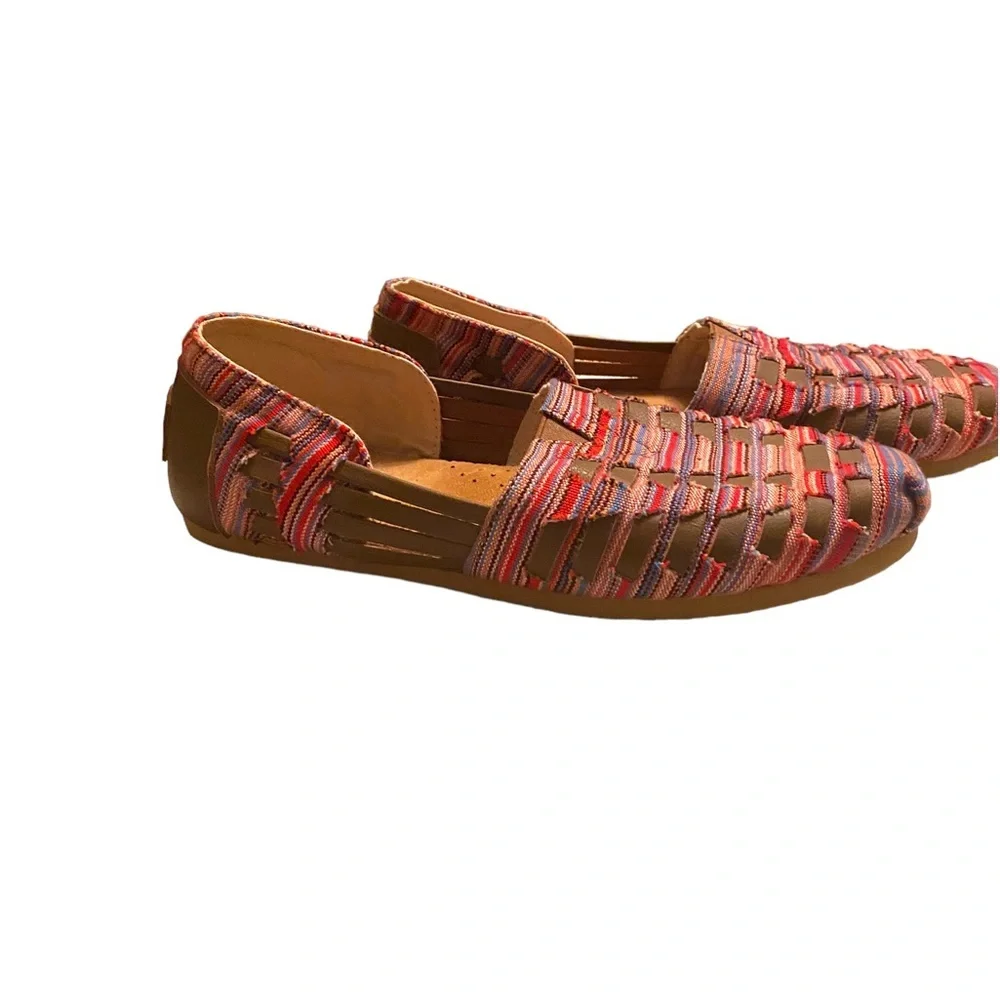 Toms Red Pink Woven Slip-On Espadrilles